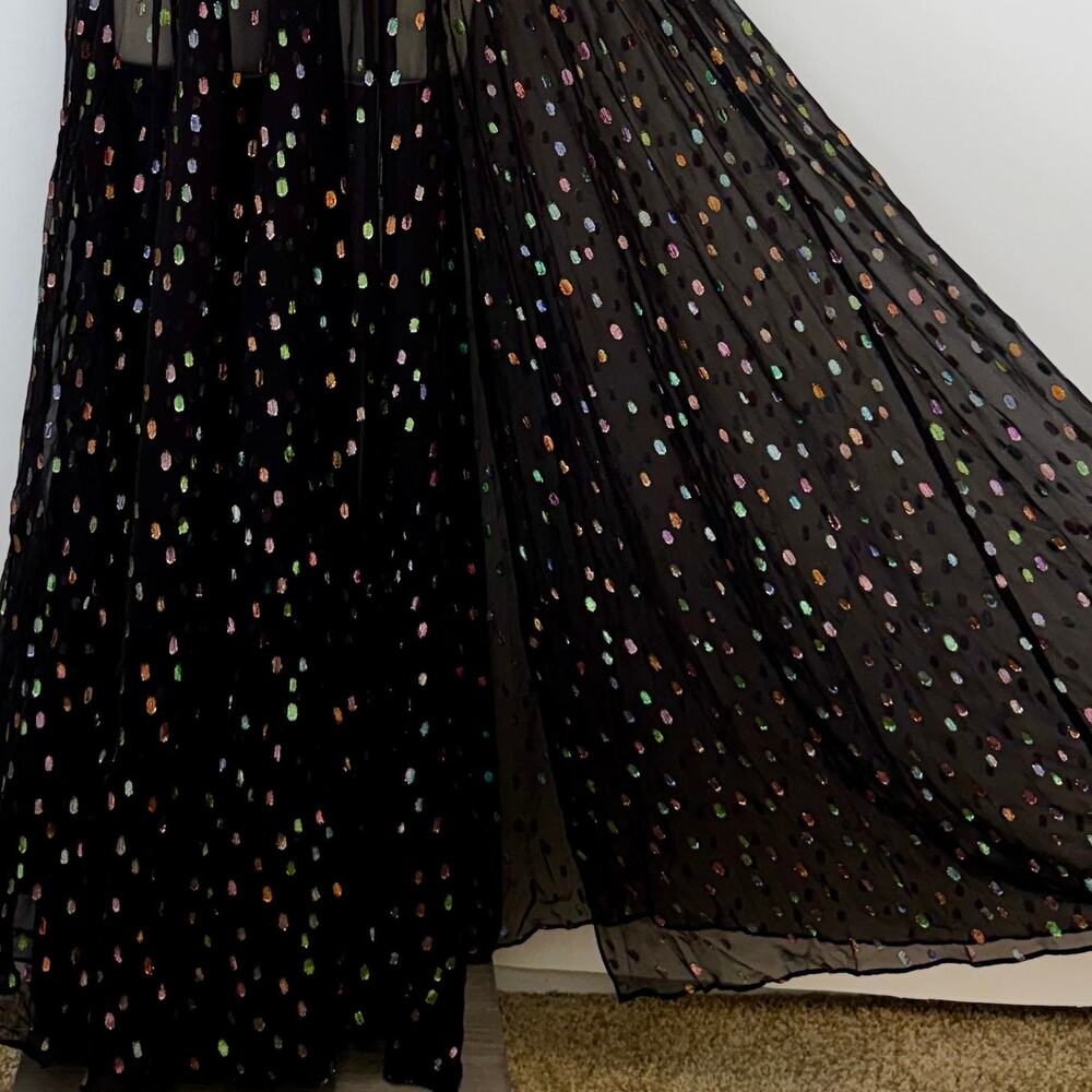 Michael Costello x Revolve Natalie Maxi Dress in Black Rainbow Dots M NWT - Picture 6 of 15